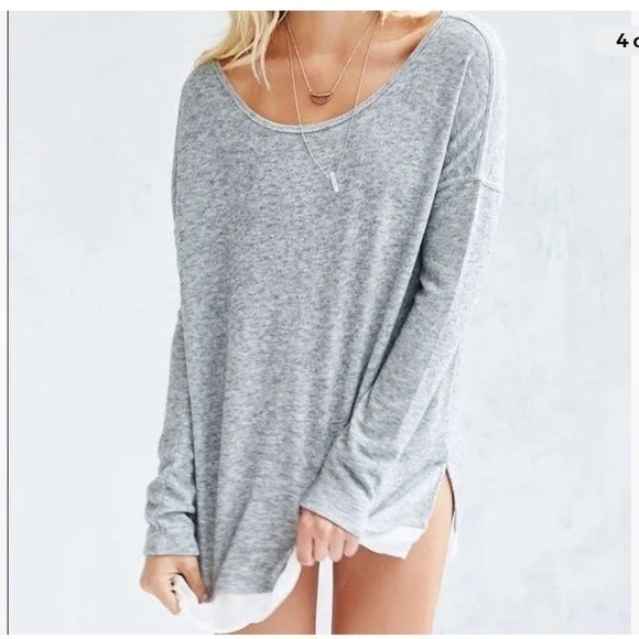 Urban Outfitters XS Silence + Noise gray knit chiffon slouchy Hannah swe… - Picture 4 of 10